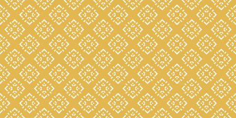 Wall Mural - Vector geometric seamless pattern. Elegant mustard yellow color ornament. Winter Christmas theme abstract graphic background. Simple minimal ethnic folk style texture. Repeated decorative geo design