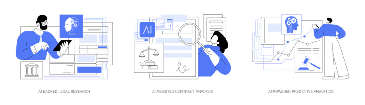 AI in Legal Services abstract concept vector illustrations.