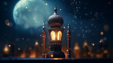 Ramadan Lantern Moon In The Background
