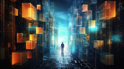 Transferring data in a digital world abstract background