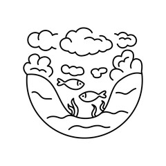 Carbon Nitrogen Oxygen Water color line icon. Composting. Vector isolated element.