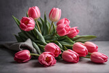 Fototapeta Tulipany - bouquet of pink tulips