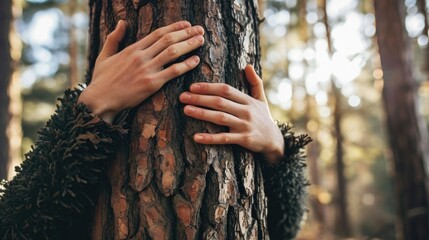 person hugging a tree generative ai