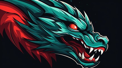 Wall Mural - Dragon head mascot logo background AI generated image