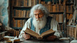 © Andrea Raffin - Portrait of an old bearded man reading ancient books.