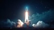 Rocket is flying upwards into outer space AI generated image