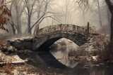 Fototapeta Krajobraz - An old world bridge in winter
