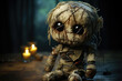 Scary voodoo doll, dark magic, magical esoteric ritual