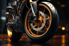 Sports Motorcycle Wheel Close Up