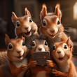 a group of squirrels taking a selfie