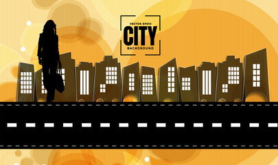 Wall Mural - Vector illustration with urban landscape