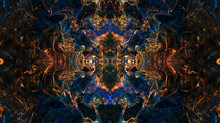 Abstract Kaleidoscope Pattern With Vibrant Blue And Orange Colors