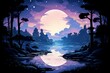 © Sidewaypics - Tranquil moonlit ponds, reflecting the serenity of the night sky - Generative AI