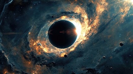 Wall Mural - fantastic black hole in outer space blocks out the light