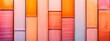 Peach fuzz, orange pink colored abstract grunge glass square rectangle mosaic tile mirror wall texture background banner panorama