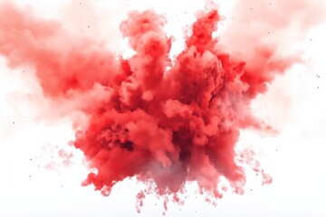 Wall Mural - red powder explosion isolated on white background. red dust particles splash. Color Holi Festival. Burst of colors series. Vibrant contrast. Celebration and creativity concept background texture 2