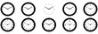 Different designs of Mechanical, analogue watch faces, including standard and roman numeral numbers.  Isolated on a white background