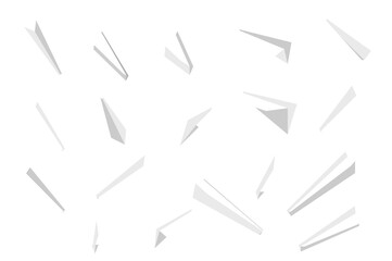 Fototapete - Realistic paper planes mega set in flat design. Bundle elements of different views of white handmade origami aircrafts for business idea or message sings. Illustration isolated graphic objects
