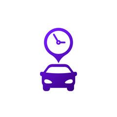 Canvas Print - ride time icon with a car, vector