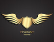 © zsschreiner - 3d gold winged shield logo vector illustration