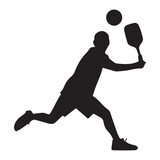 Fototapeta Pokój dzieciecy - black silhouette of a Pickleball with thick outline side view isolated