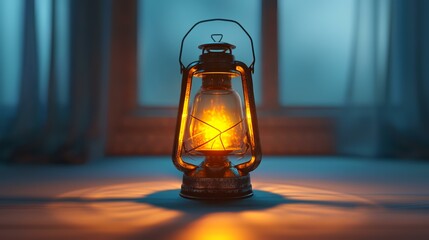 Wall Mural - The old rusty kerosene lamp on a dark background. 3d illustration