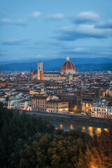 Wall Mural - Panorama of Florence at sunrise in winter from Michelangelo Square. The best view in the world.