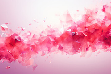 Wall Mural - Horizontal abstract pink background with flying elements. Generated by artificial intelligence