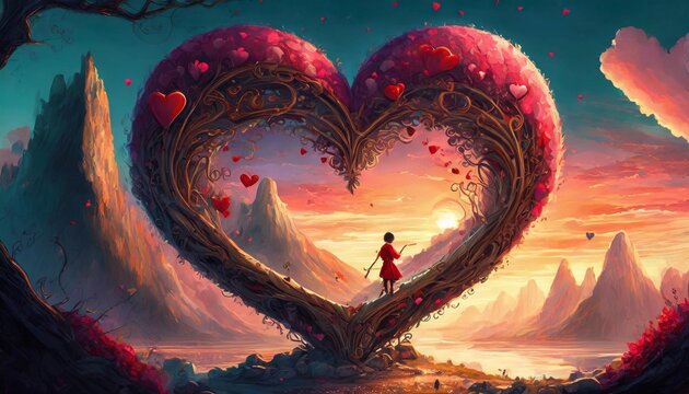 illustration of valentine heart frame