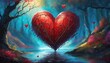 red heart in blue background of valentine day concept and love concept copy space for text