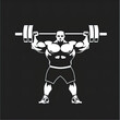 © Irina - Flat illustration of a Weightlifter, black and white illustration. Banner, design. Vector in flat styles