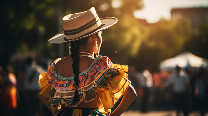 Wall Mural - Colorful skirts fly during traditional Mexican dancing