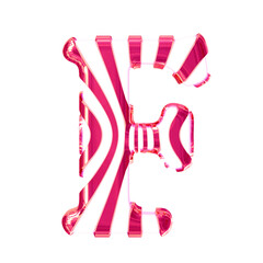 White symbol with pink thin straps. letter f