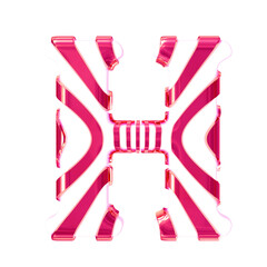 White symbol with pink thin straps. letter h