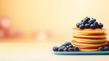 Wall Mural - National blueberry pancake day banner template. with lots of empty copy space for text. Generative AI