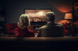 © Mirador - An elderly couple enjoys a quiet evening in, watching a sunset on their television screen