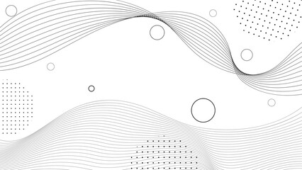 Wall Mural - abstract wave and circle background. futuristic wavy geometric shape with digital flowing presentati