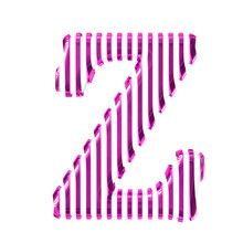 White Symbol With Purple Vertical Ultra Thin Straps. Letter Z