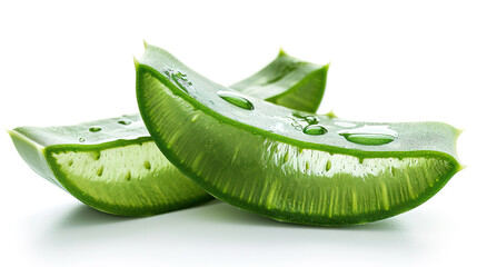 Aloe vera slice on white background