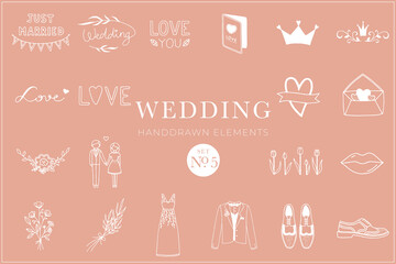 Wall Mural - Wedding Elements Collection, Wedding Set, Drawings, Doodles, Illustrations, Decoration, Decorative, Design elements