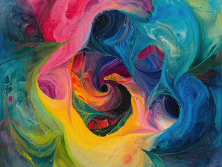 Wall Mural - A swirling, vibrant blend of colors in an abstract painting.