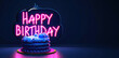 © SKIMP Art - neon happy birthday cake banner Generative AI