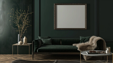 Wall Mural - Empty background frame in modern room concept. Green room frame. Baby room frame. Photo frames. backgrounds