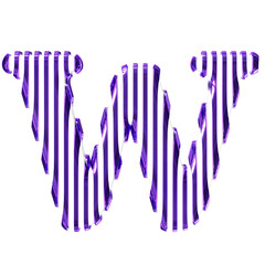 White symbol with purple vertical ultra thin straps. letter w