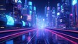 © Mediapro - Futuristic city at night with neon lights, 3d rendering, Ai Generated
