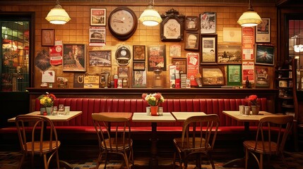 Canvas Print - classic vintage restaurant background illustration old fashioned, traditional historic, timeless charming classic vintage restaurant background