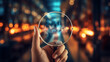 © Rottchoo - Hand holding magnifying glass, for focus customer target of customer relation management or CRM and human development concept