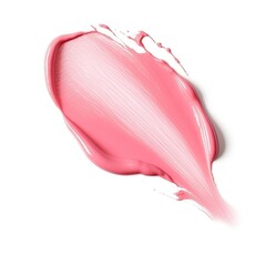 Texture of lip gloss. Smudged pink lipgloss isolated on white