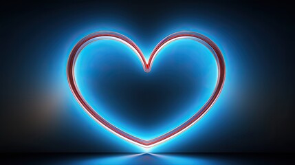 Neon blue heart. 3d rendered illustration of Colorful Tunnel With Neon Heart Shapes. High quality 3d illustration. Generative AI	