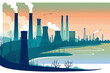 Contaminación en el Horizonte: Ilustración Vectorial de la Polución en la Metrópolis